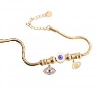 Evil Eye Jewelry Bracelet 304 Stainless Steel with Rhinestone Clay Pave with 5cm extender chain Vacuum Ion Plating & for woman & enamel Length Approx 16 cm Sold By PC