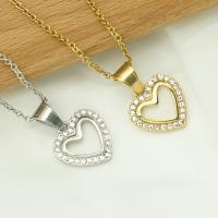 Stainless Steel Heart Pendants, 316L Stainless Steel, Vacuum Ion Plating, fashion jewelry & for woman & with rhinestone, more colors for choice, 18x17mm, Sold By PC
