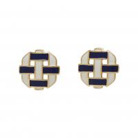 Brass Stud Earring gold color plated fashion jewelry & for woman & enamel golden nickel lead & cadmium free Sold By Pair