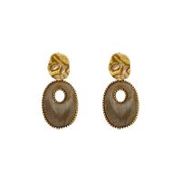 Boucles d'oreilles pendantes en laiton, avec Acrylique, ovale plat, Plaqué de couleur d'or antique, bijoux de mode & pour femme, protéger l'environnement, sans nickel, plomb et cadmium, 20x44mm, Vendu par paire