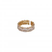 Cubique anneau en laiton Circonia Micro Pave, beignet, Placage de couleur d'or, bijoux de mode & pavé de micro zircon & pour femme, protéger l'environnement, sans nickel, plomb et cadmium, 23x23mm, Vendu par PC