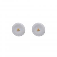 Brass Stud Earring, Flat Round, gold color plated, fashion jewelry & for woman & enamel, white, nickel, lead & cadmium free, 10x10mm, Sold By Pair