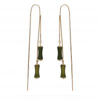 Brass Drop Earring with Natural Stone Bamboo gold color plated fashion jewelry & for woman nickel lead & cadmium free Sold By Pair