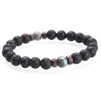Gemstone Bracelets, Lava, folk style & for man, more colors for choice, 8mm, Length:Approx 7 Inch, Sold By PC