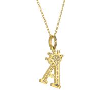 Titanium Steel Necklace, Alphabet Letter, Vacuum Ion Plating, cross chain & Unisex & with rhinestone, more colors for choice, Length:Approx 45 cm, Sold By PC