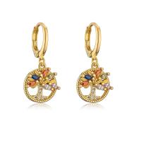 Cubic Zirconia Micro Pave Brass Earring, gold color plated, micro pave cubic zirconia & for woman & hollow, more colors for choice, Sold By Pair