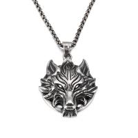 Titanium Steel Pendants, Wolf, Vacuum Plating, Unisex, more colors for choice, 46x37mm, Sold By PC