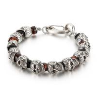 Titanium Steel Bracelet & Bangle with Lava & Tiger Eye Vacuum Plating Unisex Length Approx 8.85 Inch Sold By PC