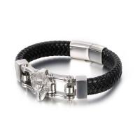 Cowhide Bracelet Titanium Steel with Cowhide Vacuum Plating & for man Length Approx 8.26 Inch Sold By PC
