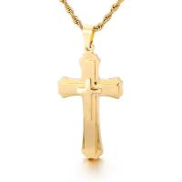 Titanium Steel Necklace Cross Vacuum Plating & for man Length Approx 19.68 Inch Sold By PC