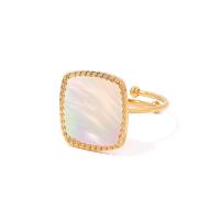 Anéis de dedo de concha, Aço inoxidável 304, with concha branca, joias de moda & para mulher, dois diferentes cores, 16x20mm, vendido por PC