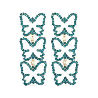 Zinc Alloy Drop Earrings Butterfly gold color plated fashion jewelry & for woman & with rhinestone Sold By Pair