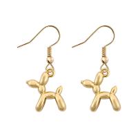 Zinc Alloy Drop Earrings Dog gold color plated fashion jewelry & for woman golden Sold By Pair
