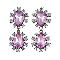 Crystal Earrings Zinc Alloy with Crystal plated fashion jewelry & for woman & with rhinestone Sold By Pair