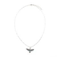 Zinc Alloy Jewelry Necklace with Blue Turquoise with 5cm extender chain Eagle antique silver color plated for man nickel lead & cadmium free Length Approx 60 cm Sold By PC