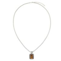 Tibetan Style Jewelry Necklace, with Tiger Eye, with 5cm extender chain, Rectangle, silver color plated, for man, nickel, lead & cadmium free, Length:Approx 60 cm, Sold By PC