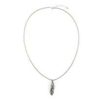 Zinc Alloy Jewelry Necklace with 6cm extender chain Feather silver color plated for man nickel lead & cadmium free Length Approx 60 cm Sold By PC