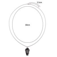 Collar de Aleación de Zinc, con 5.5cm extender cadena, Calavera, chapado en color de plata, para hombre & esmalte, Negro, libre de níquel, plomo & cadmio, longitud aproximado 60 cm, Vendido por UD