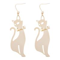 Tibetan Style Drop Earrings, Cat, gold color plated, for woman, nickel, lead & cadmium free, 18x60mm, Sold By Pair