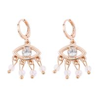 Evil Eye Earrings Zinc Alloy gold color plated for woman & with rhinestone nickel lead & cadmium free Sold By Pair