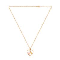 Zinc Alloy Jewelry Necklace Brass with 5cm extender chain Heart gold color plated for woman & enamel & with rhinestone & hollow mixed colors nickel lead & cadmium free Length Approx 56 cm Sold By PC