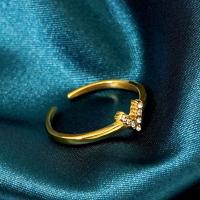 Stal nierdzewna Rhinestone Ring Finger, Stal nierdzewna 316L, różnej wielkości do wyboru & różne style do wyboru & dla kobiety & z kamieniem, złoty, sprzedane przez PC