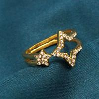 Rhinestone Stainless Steel Finger Ring, 316L Stainless Steel, Vacuum Ion Plating, different styles for choice & for woman & with rhinestone, golden, Sold By PC