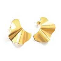 Stainless Steel Stud Earrings 304 Stainless Steel Vacuum Ion Plating fashion jewelry & for woman golden Sold By Pair