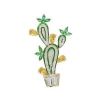 Enamel Brooch Brass Opuntia Stricta gold color plated micro pave cubic zirconia & for woman nickel lead & cadmium free Sold By PC