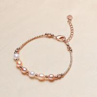 Freshwater Cultured Pearl Bracelet Freshwater Pearl with Alloy & Brass Rice handmade & for woman 150-200uff0c6-8mm Sold By Strand