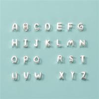 Abalorios de Plata de Ley 925, Carta del alfabeto, Bricolaje, plateado, 3.50x5.50mm, agujero:aproximado 1.1mm, Vendido por Set