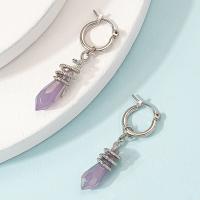 Zinc Alloy Drop Earrings with Amethyst fashion jewelry & for woman & with rhinestone nickel lead & cadmium free Sold By Pair