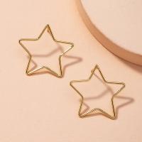 Zinc Alloy Stud Earring Star gold color plated fashion jewelry & for woman & hollow nickel lead & cadmium free Sold By Pair
