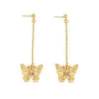 Zinc Alloy Drop Earrings gold color plated fashion jewelry & for woman & with rhinestone nickel lead & cadmium free Sold By Pair