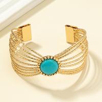 Zinc Alloy Bangle with turquoise gold color plated fashion jewelry & for woman nickel lead & cadmium free Inner Approx 65mm Sold By PC