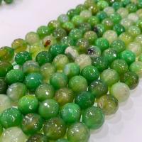 Achat Perlen, rund, DIY & verschiedene Größen vorhanden & facettierte, grün, verkauft per ca. 38 cm Strang