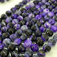 Agate Beads Fire Agate Round DIY & faceted purple Sold Per Approx 38 cm Strand