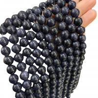 Blaue Goldstein Perlen, blauer Goldsand, rund, DIY & verschiedene Größen vorhanden, blau, verkauft per ca. 38 cm Strang