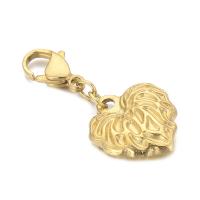 Key Chain, 304 nehrđajućeg čelika, Srce, Galvanska oplata, bez spolne razlike, zlatan, 16x15mm, Prodano By PC