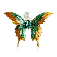 Enamel Brooch Zinc Alloy with Plastic Pearl Butterfly fashion jewelry & for woman & with rhinestone nickel lead & cadmium free Sold By PC
