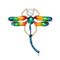 Enamel Brooch, Tibetan Style, with Plastic Pearl, Dragonfly, fashion jewelry & Unisex & with rhinestone, nickel, lead & cadmium free, 55x55mm, Sold By PC