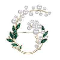 Enamel Brooch Brass with Plastic Pearl fashion jewelry & for woman nickel lead & cadmium free Sold By PC