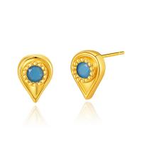 Turquoise Earring Brass with turquoise 18K gold plated fashion jewelry & for woman golden nickel lead & cadmium free Sold By Pair