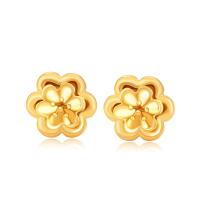 Tibetan Style Stud Earring, Flower, gold color plated, fashion jewelry & for woman, golden, nickel, lead & cadmium free, 14x14mm, Sold By Pair