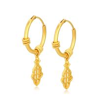 Zinc Alloy Drop Earrings gold color plated vintage & fashion jewelry & hollow golden nickel lead & cadmium free Sold By Pair