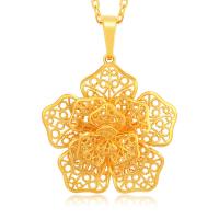 Tibetan Style Flower Pendants, gold color plated, DIY & 3D effect & for woman, golden, nickel, lead & cadmium free, 39x50mm, Sold By PC