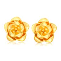 Zinc Alloy Stud Earring Flower gold color plated fashion jewelry & for woman golden nickel lead & cadmium free Sold By Pair