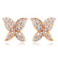 Zinc Alloy Stud Earring Butterfly gold color plated fashion jewelry & micro pave cubic zirconia & for woman golden nickel lead & cadmium free Sold By Pair