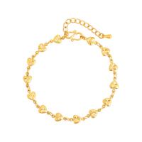Bracelet en alliage de zinc, avec 3.7cm chaînes de rallonge, coeur, Placage de couleur d'or, bijoux de mode & réglable & pour femme, doré, protéger l'environnement, sans nickel, plomb et cadmium, 5mm, Longueur:Environ 17 cm, Vendu par PC