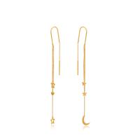 Zinc Alloy Drop Earrings Moon and Star gold color plated fashion jewelry & for woman golden nickel lead & cadmium free Sold By Pair